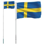 vidaXL Drapeau de la Suède et mât 5 5 m Aluminium