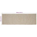vidaXL Tapis de surface Rectangulaire Naturel et Blanc 80 x 300 cm