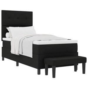 vidaXL Lit à ressorts avec tête de lit Noir 90 x 200 cm tissu