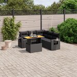vidaXL Salon de jardin 6 Pièces avec coussins noir résine tressée