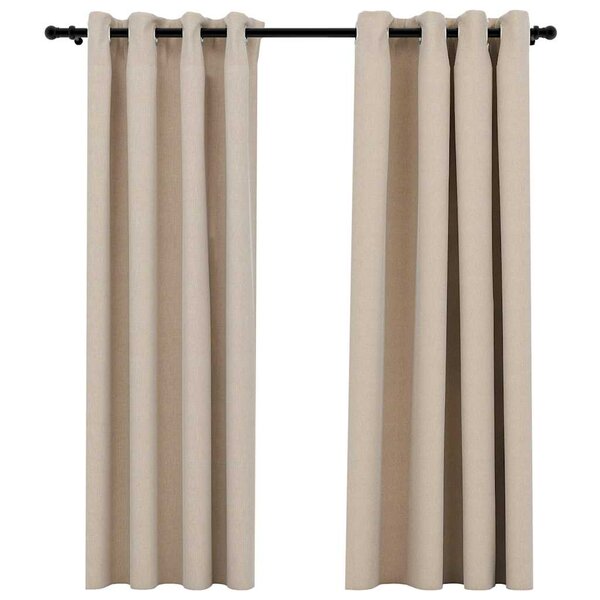 vidaXL Rideaux occultants aspect lin avec œillets 2Pièces beige 140x175cm