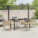 vidaXL Ensemble de salle à manger pour jardin 5 Pièces Beige Poly rotin