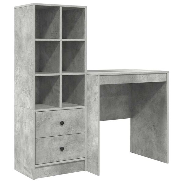 vidaXL Bureau avec rangement 2 Pièces Gris béton 70 x 50 x 76 cm