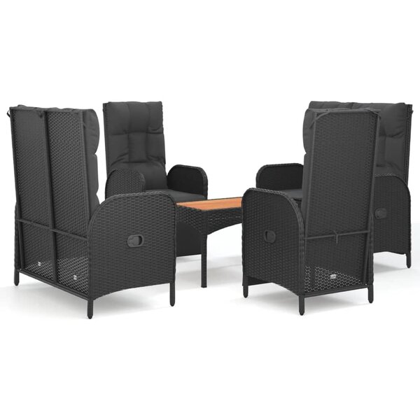 vidaXL Ensemble à manger de jardin coussins 5Pièces Noir Résine tressée