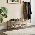 vidaXL Rack à chaussures avec étagère Naturel 68 x 28 x 30 cm Bambou