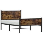 vidaXL Cadre de lit en métal sans matelas chêne fumé 107x203 cm