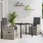 vidaXL Ensemble de salle à manger pour jardin 3 Pièces Gris polyrotin