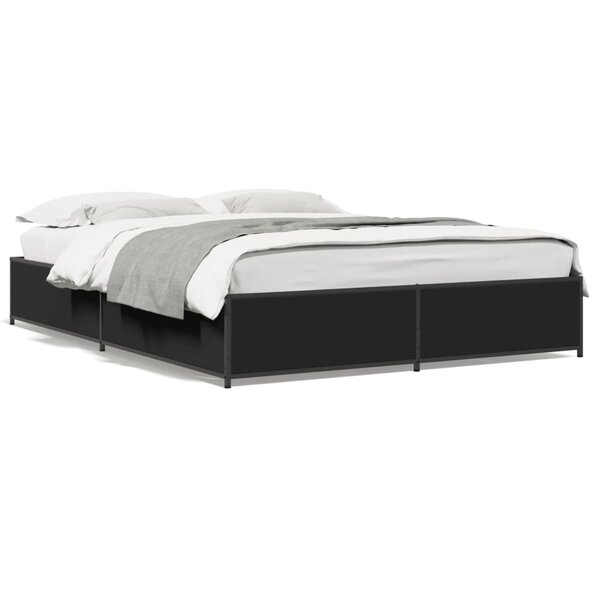 vidaXL Cadre de lit sans matelas noir 135x190 cm