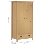 vidaXL Garde-robe à 2 portes Hill 89x50x170 cm Bois de pin solide