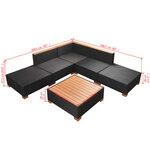 vidaXL Salon de jardin 6 Pièces avec coussins résine tressée noir