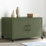 vidaXL Table basse vert olive 68x50x43 5 cm acier
