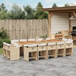 vidaXL Ensemble à manger de jardin et coussins 15 Pièces beige