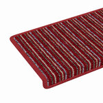 vidaXL Tapis d'escalier auto-adhésifs Rayé 15 Pièces Rouge 65 x 21 x 4 cm