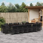 vidaXL Ensemble à manger de jardin 17 Pièces coussins noir résine tressée