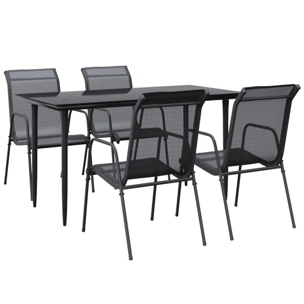 vidaXL Ensemble à manger de jardin 5 Pièces noir textilène et acier