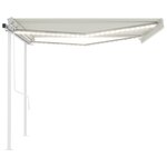 vidaXL Auvent automatique avec capteur de vent et LED 4x3 m Crème