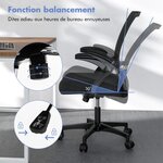 Chaise de bureau ergonomique chaise de travail pivotante réglable avec accoudoirs rabattables dossier à bascule à 30° noir 20_0008074