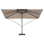 vidaXL Grand Parasol Déporté Taupe Polyester Grand Pliable Moderne