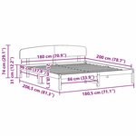 vidaXL Cadre de lit avec tête de lit Blanc 180x200 cm Bois massif Pin