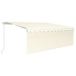 vidaXL Auvent manuel rétractable avec store et LED 4 5x3 m Crème
