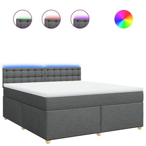 vidaXL Sommier à lattes de lit avec matelas Gris foncé 180x200cm Tissu