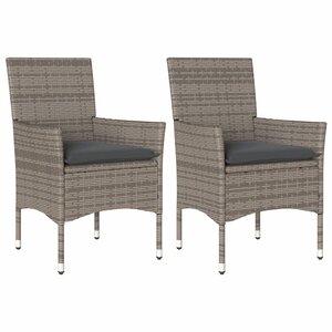 vidaXL Chaises de jardin avec coussins lot de 2 gris résine tressée