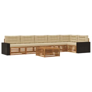 vidaXL Ensemble de canapés d'extérieur 7 pc Naturel et Beige Polyester