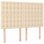 vidaXL Sommier à lattes de lit avec matelas Crème 140x190 cm Tissu