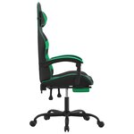 vidaXL Chaise de jeu avec repose-pied Noir et vert Similicuir
