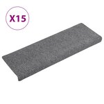 vidaXL Tapis d'escalier 15 Pièces Tissu aiguilleté 65x21x4 cm Gris clair