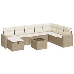 vidaXL Salon de jardin avec coussins 9 Pièces beige résine tressée