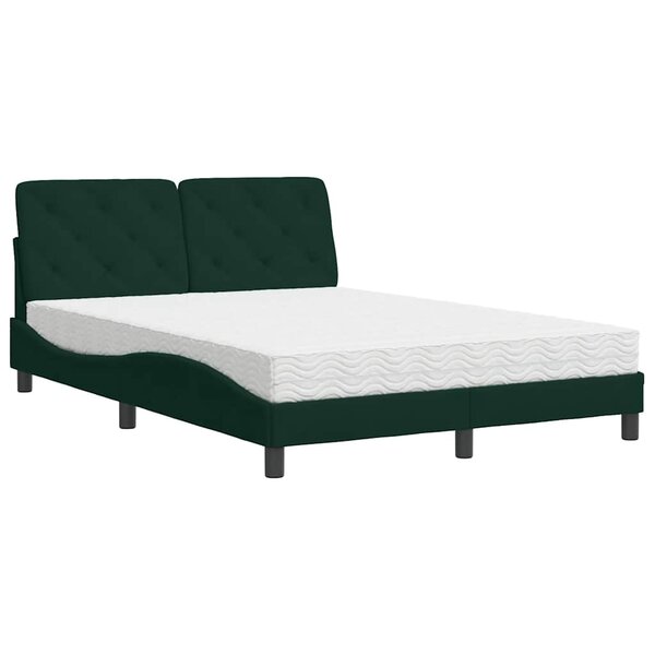 vidaXL Lit avec matelas vert foncé 140x190 cm velours