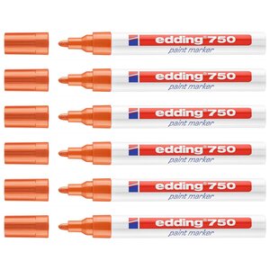Marqueur Peinture 750 Orange Pointe Moyenne 2-4 mm x 6 EDDING