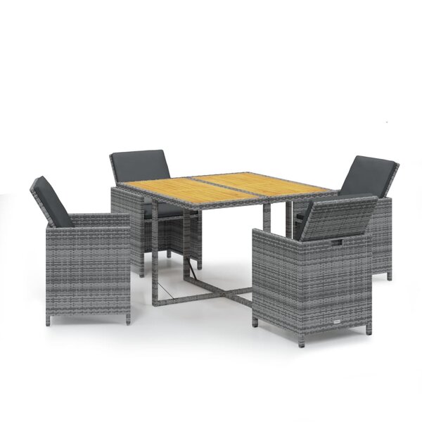 vidaXL Ensemble à manger de jardin coussins 5Pièces Résine tressée Gris