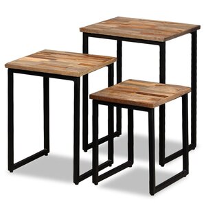 vidaXL Ensemble de table basse gigogne 3 Pièces Teck massif récupération