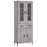 vidaXL Buffet haut Sonoma gris 69 5x34x180 cm Bois d'ingénierie