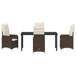 vidaXL Ensemble de salle à manger de jardin 5 pièces avec coussins Marron Poly rotin