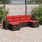 vidaXL Salon de jardin avec coussins 6 Pièces marron résine tressée