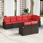 vidaXL Ensemble de canapé de jardin 8 Pièces Marron et rouge polyrotin