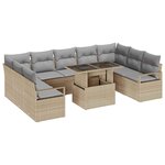 vidaXL Ensemble de canapé de jardin 10 Pièces Beige Poly rotin
