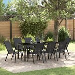 Ensemble de salle à manger de jardin 9 pièces vidaXL noir textilène et acier