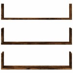vidaXL Étagères murales 3 Pièces chêne fumé 80x18x18 cm bois d'ingénierie