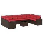 vidaXL Salon de jardin et coussins 11 Pièces marron résine tressée