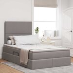 vidaXL Lit avec rangement et matelas Taupe 120 x 190 cm tissu