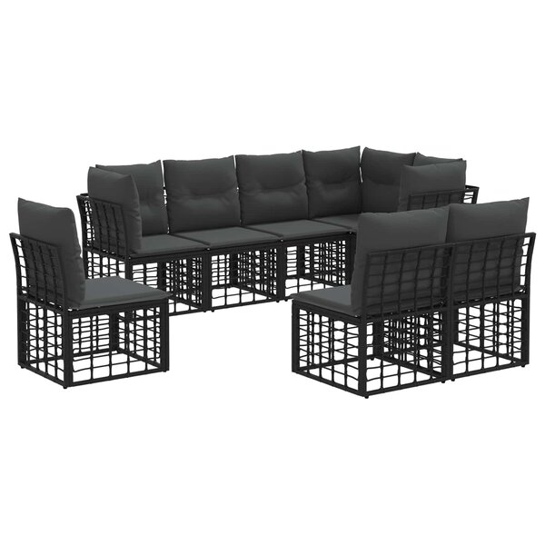 vidaXL Ensemble de canapés d'extérieur Noir Polyester