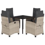 vidaXL Ensemble à manger de jardin et coussins 5 Pièces gris clair rotin