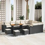 vidaXL Ensemble de canapé de jardin avec coussin 13 Pièces Noir et Crème