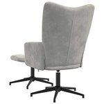 vidaXL Chaise de relaxation avec tabouret Gris clair Velours