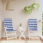 vidaXL Coussins de chaise à dossier haut lot de 2 rayures bleu/blanc