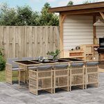 vidaXL Ensemble à manger de jardin et coussins 9 Pièces mélange beige